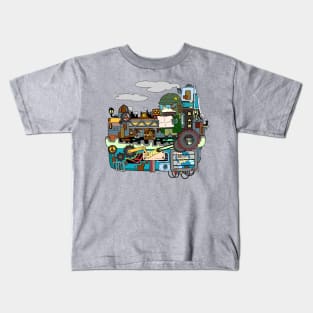 Steam punk boat Kids T-Shirt